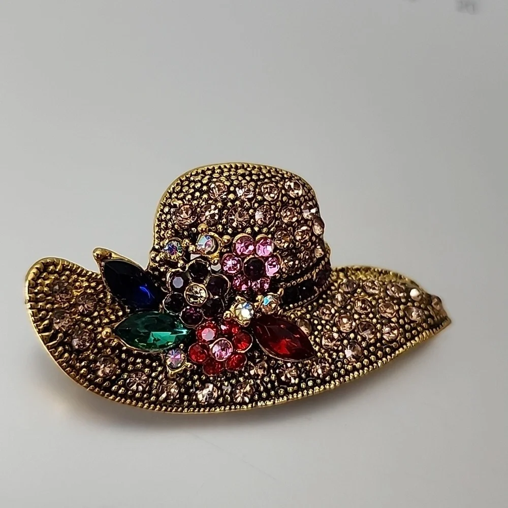 Fancy Hat brooch Loaded With Simulated Rubies,decorated With A Floral Ge…